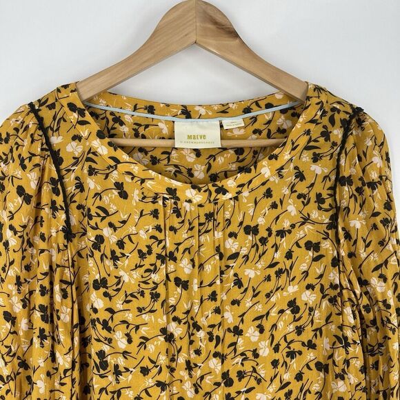Maeve Anthropologie Top Size Small Cheyenne Yellow Ditsy Floral Peplum Blouse - Picture 2 of 7